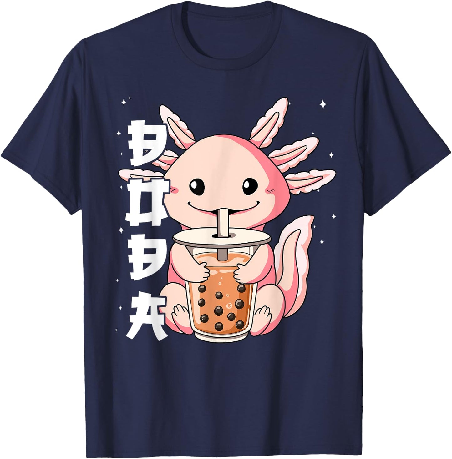 Bubble Tea Axolotl Boba Tea T-Shirt - T-Shirt | Navy