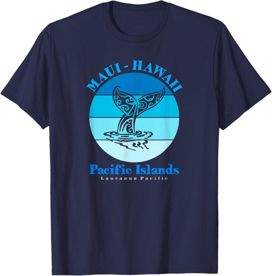 Maui Hawaii Ocean Whale Tail T-Shirt - T-Shirt | Navy