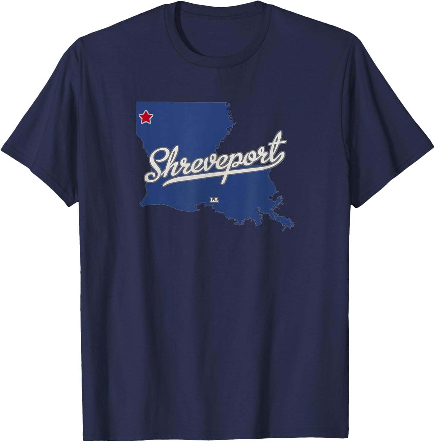 Shreveport Louisiana LA Map T-Shirt - T-Shirt | Navy