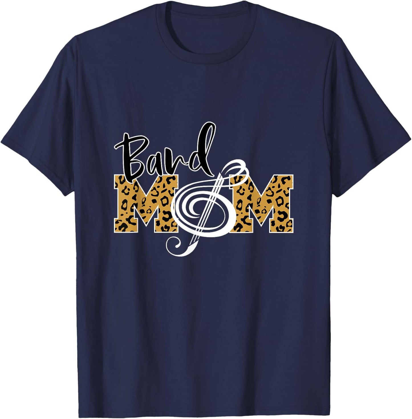 Band Mom Leopard Print Musical Marching Band Mother's Day T-Shirt - T-Shirt | Navy