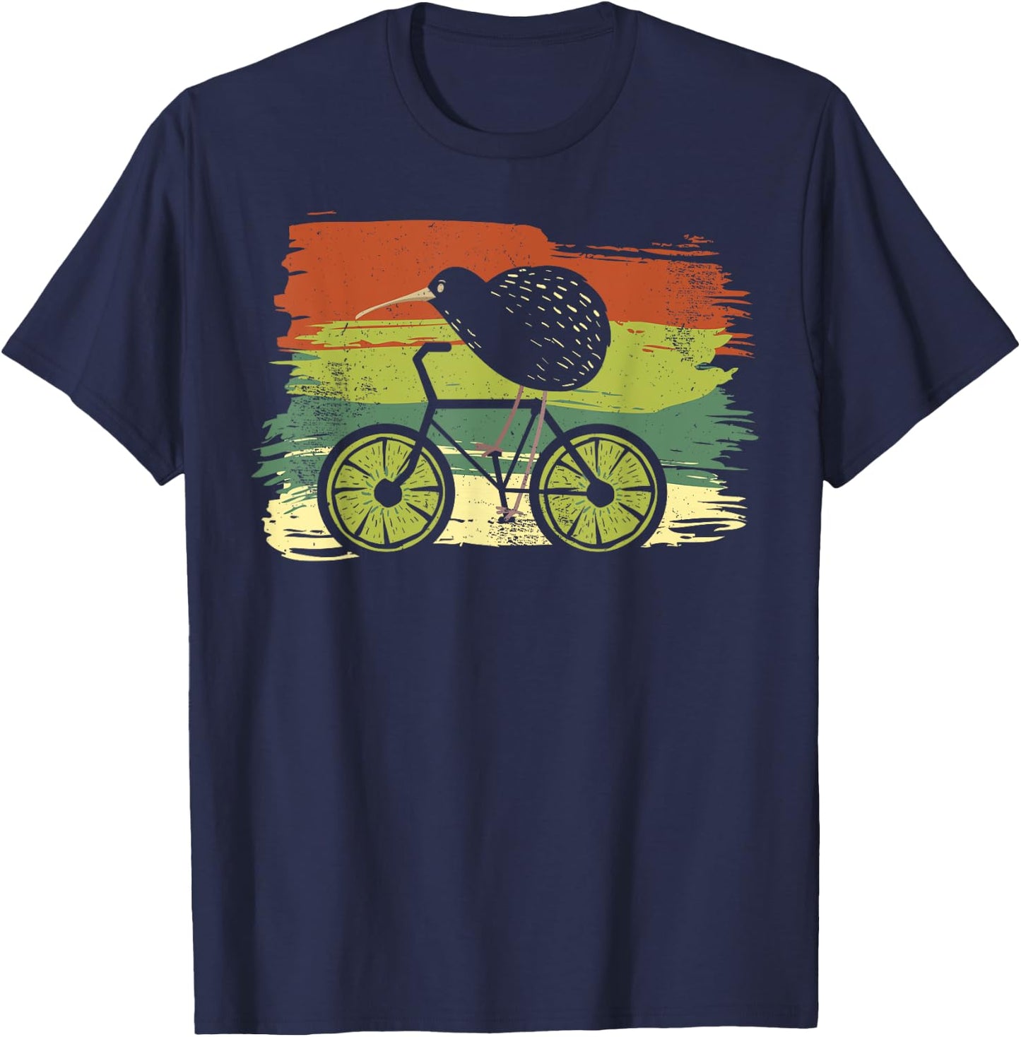 Cycle New Zealand Funny Kiwi on a Bicycle Design Idea design T-Shirt - T-Shirt | Navy