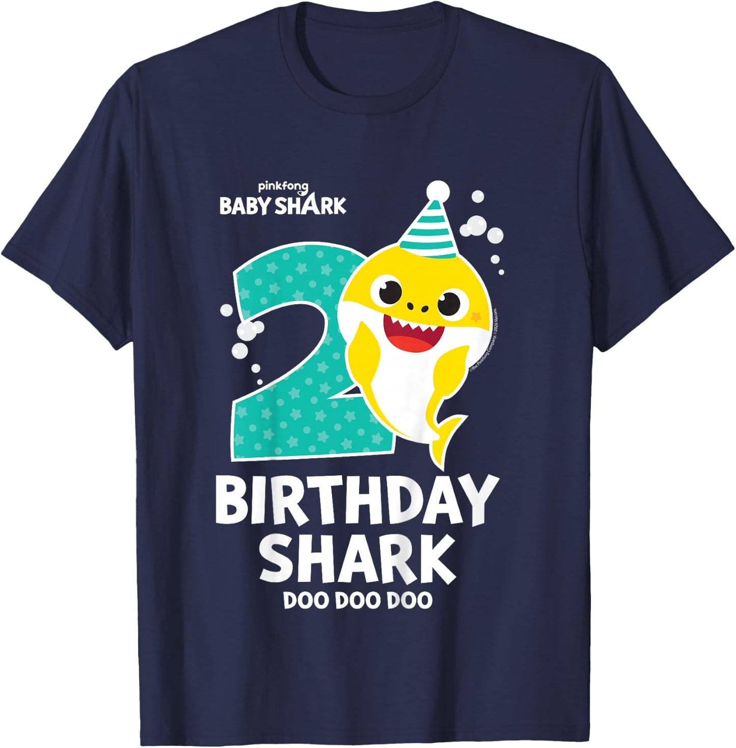 Offizieller Baby Shark Birthday Shark Alter 2 T-Shirt - T-Shirt | Navy
