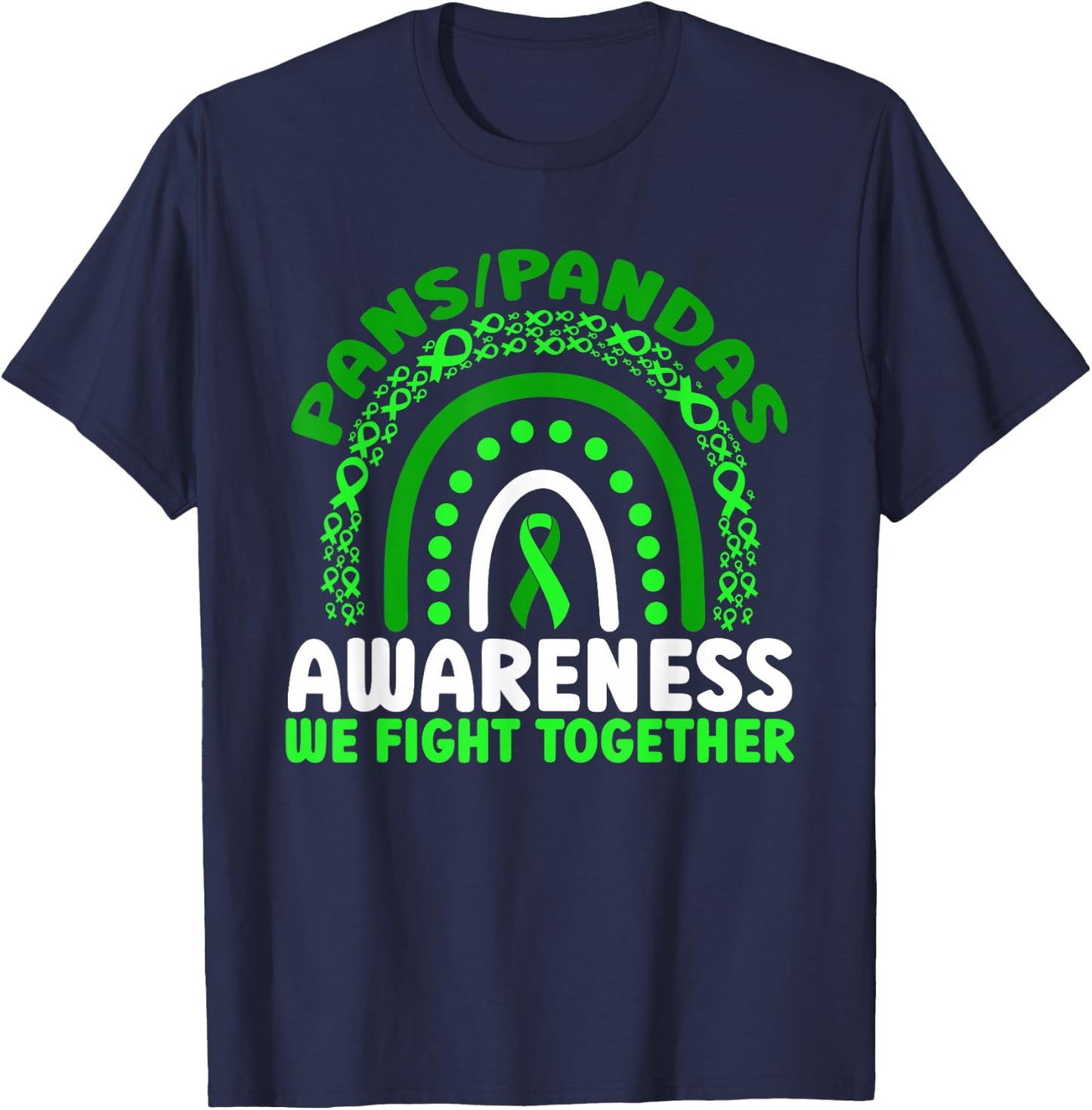 PANS-PANDAS Awareness We Fight Together Rainbow T-Shirt - T-Shirt | Navy