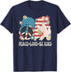 Peace Love Be Kind American Flag Patriotic Women Kindness T-Shirt - T-Shirt | Navy