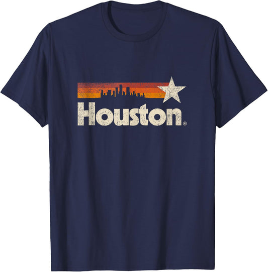 Vintage Houston City - Texas Houston Strong Stripes T-Shirt - T-Shirt | Navy