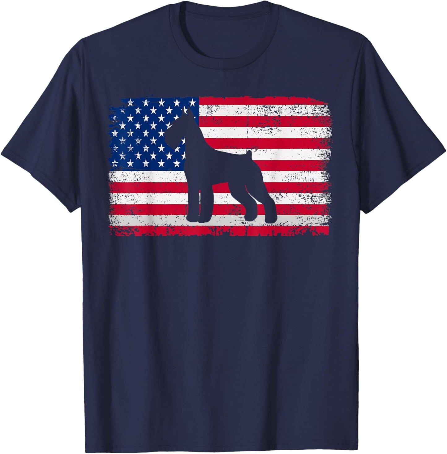 Standard Schnauzer Lover 4th of July Patriotic American Flag T-Shirt - T-Shirt | Navy