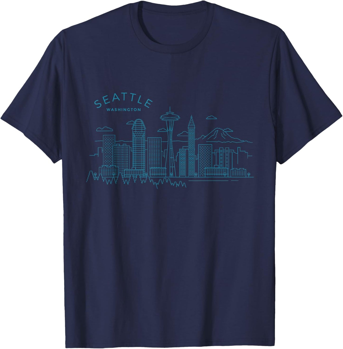 Seattle Skyline Vintage Seattle Washington T-Shirt - T-Shirt | Navy