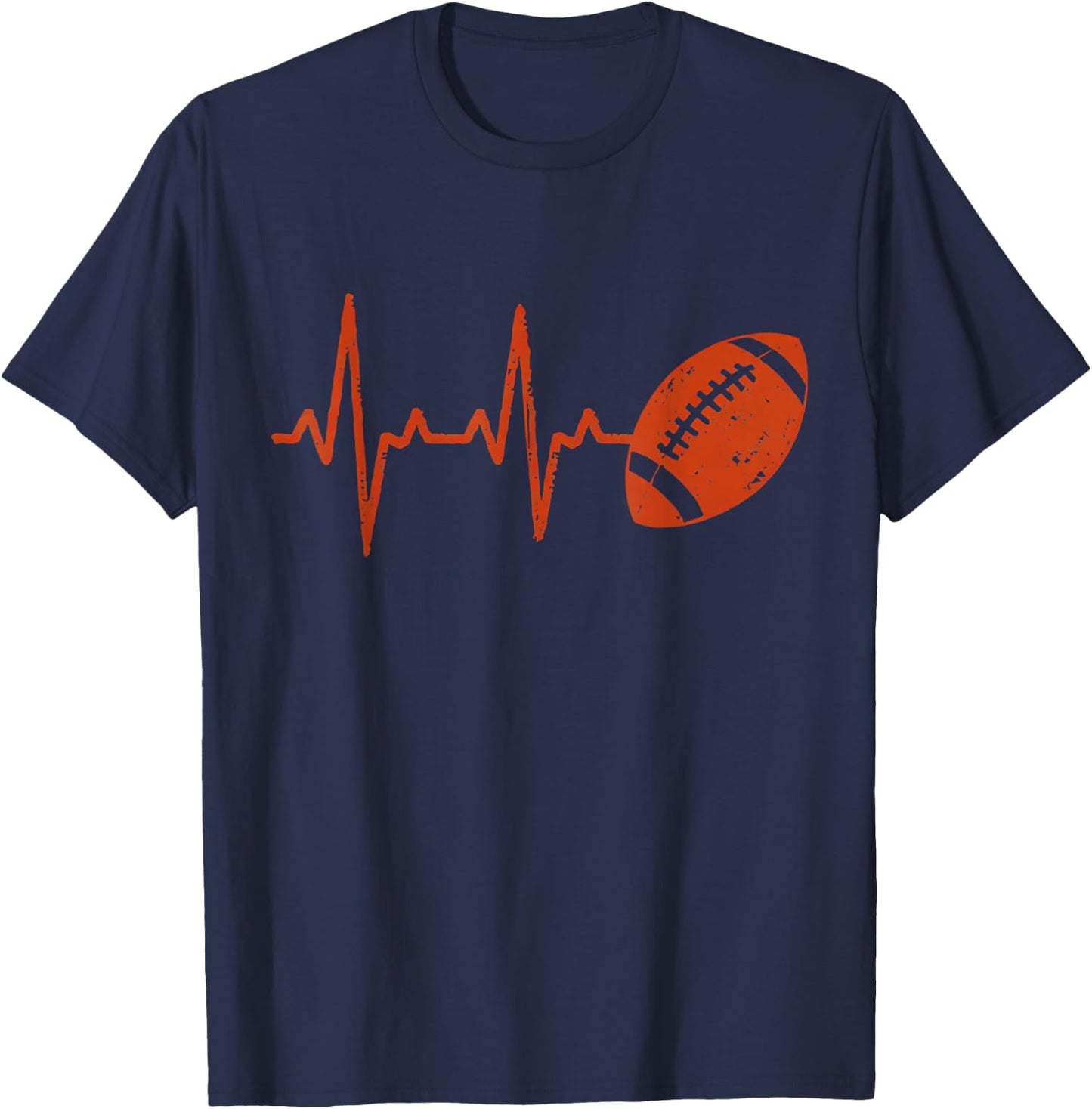 Classic Football - Retro Football Heartbeat T-Shirt - T-Shirt | Navy