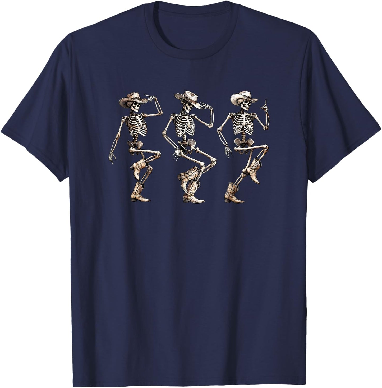 Skeleton Cowboys Line Dancing Humorous Halloween Holiday T-Shirt - T-Shirt | Navy