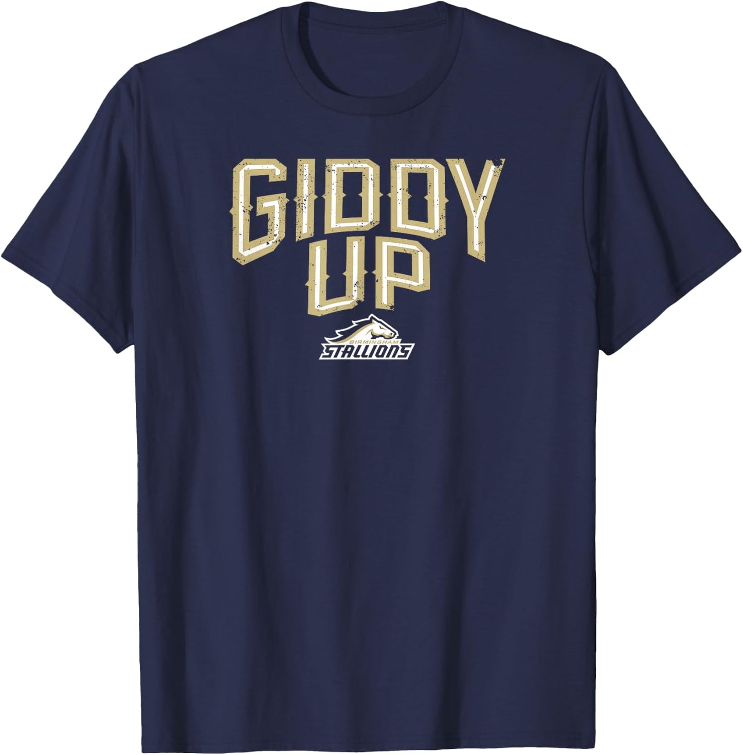 Birmingham Stallions UFL - Giddy Up - Birmingham Football T-Shirt - T-Shirt | Navy