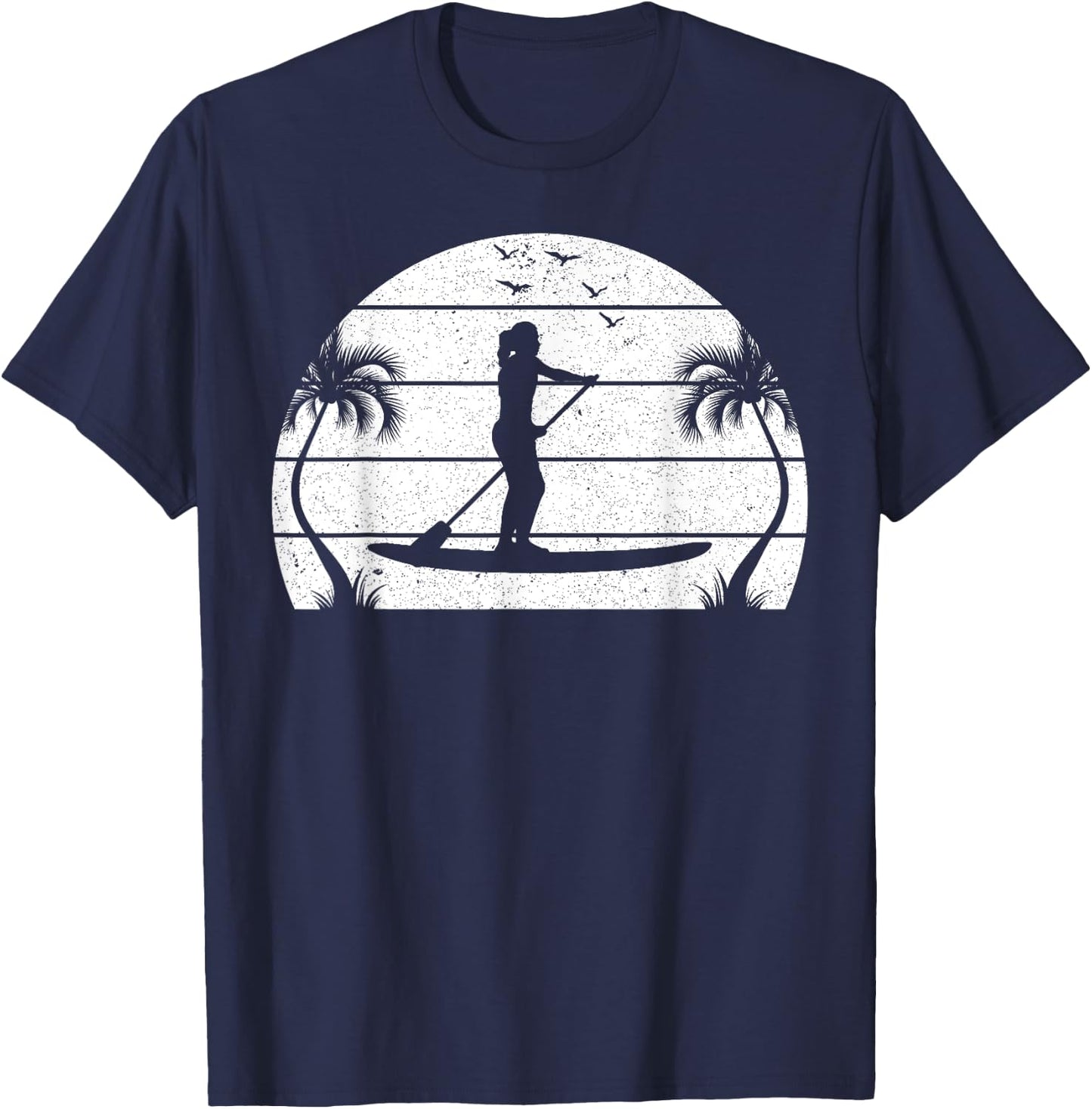 Water Sports Sunset SUP Girl - Stand Up Paddleboard T-Shirt - T-Shirt | Navy