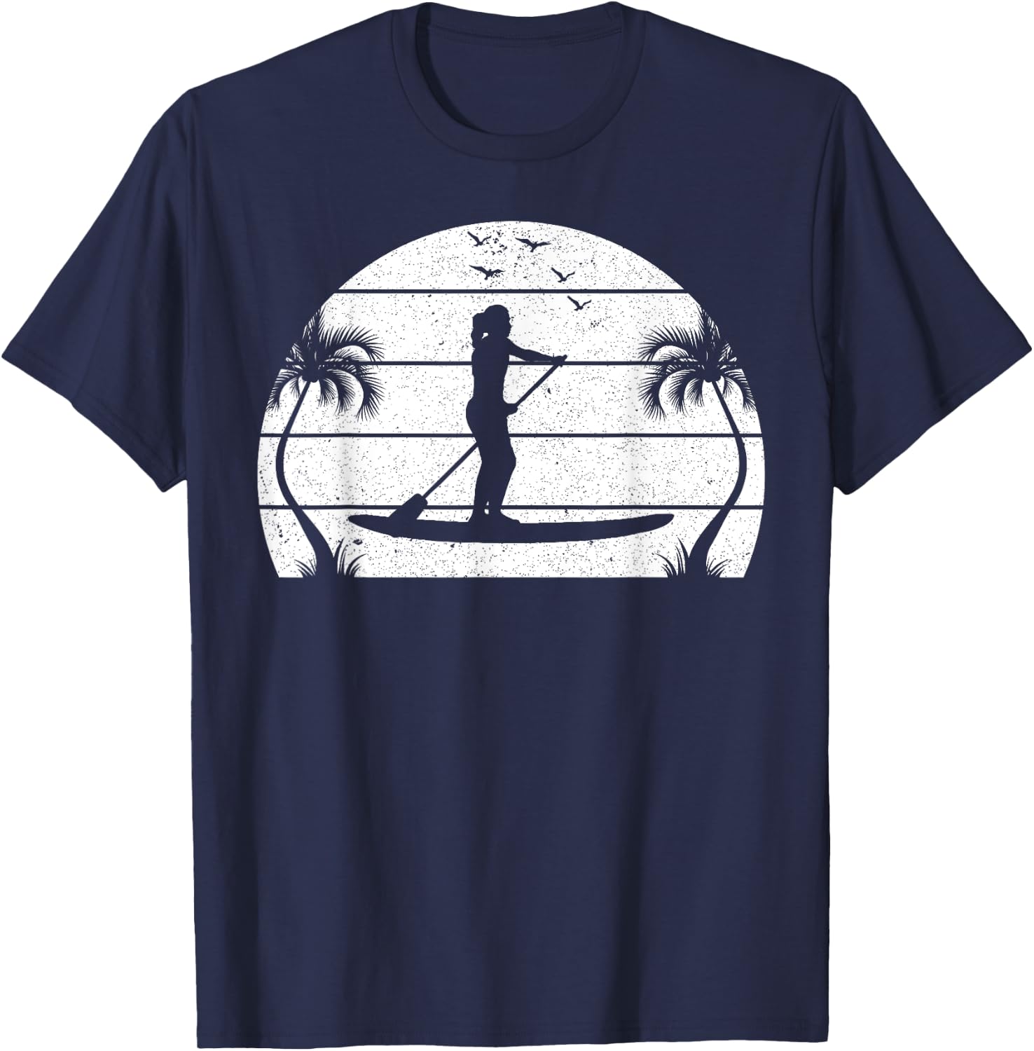 Water Sports Sunset SUP Girl - Stand Up Paddleboard T-Shirt - T-Shirt | Navy