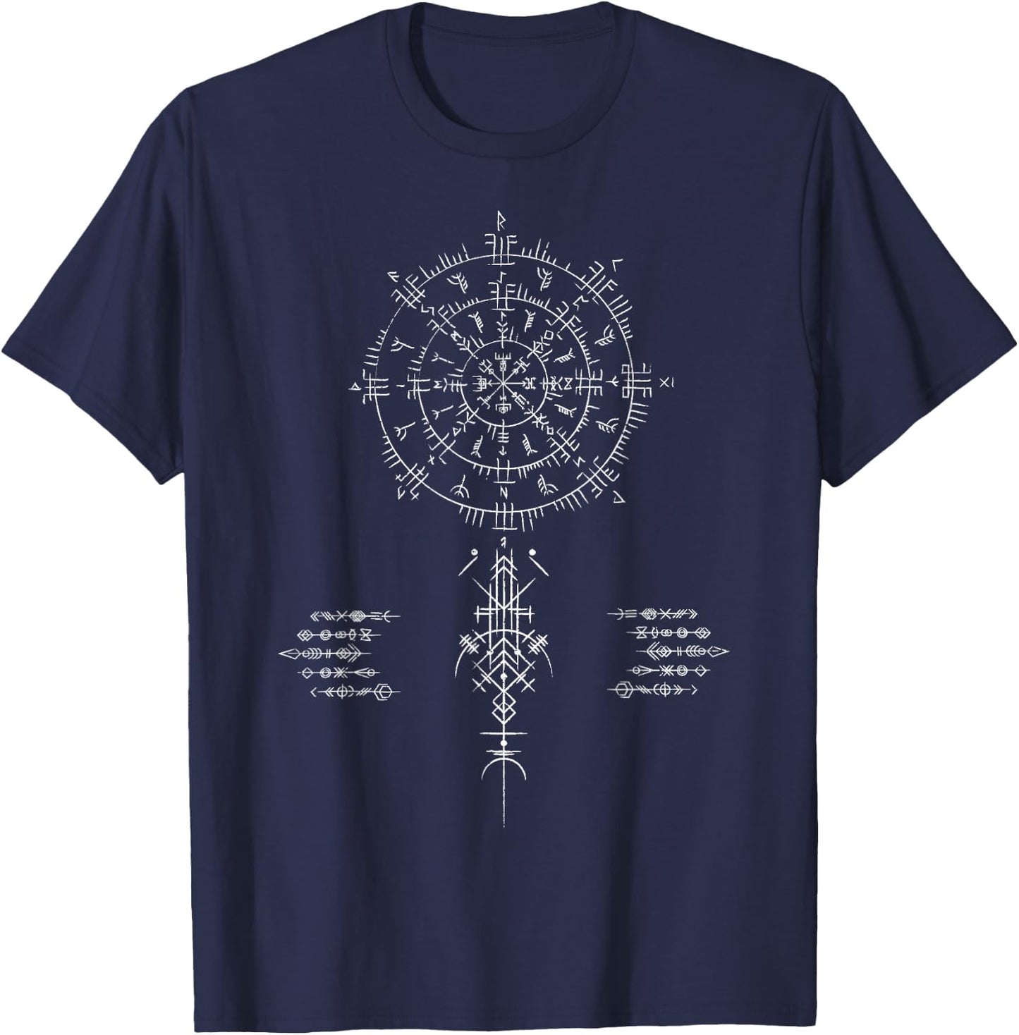 Compass Vegvisir Viking Symbol Nordic Rune Celtic Yggdrasil T-Shirt - T-Shirt | Navy