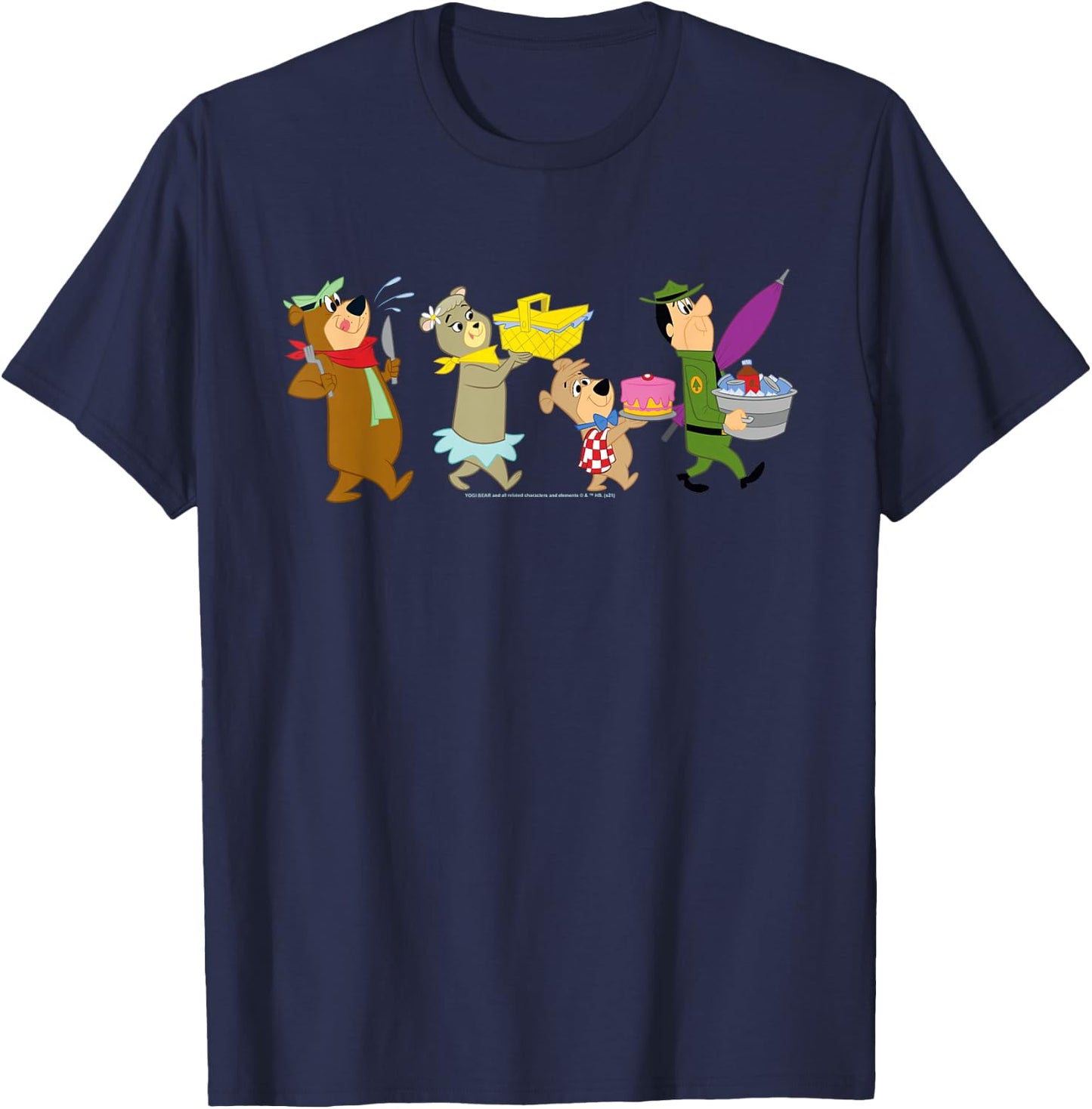 Yogi Bear Marching to The Picnic T-Shirt - T-Shirt | Navy