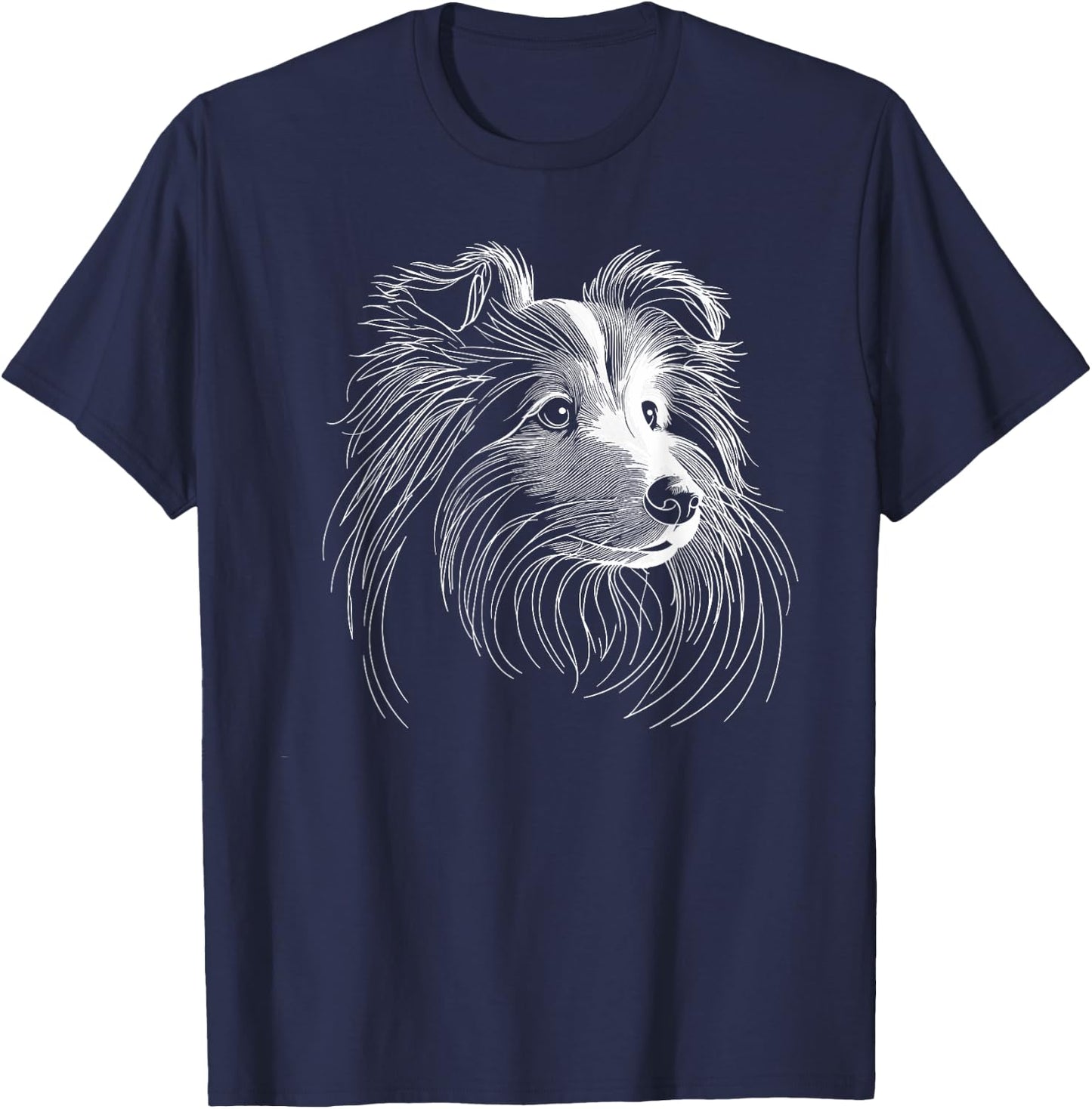 Line Art Shetland Sheepdog Dog Sheltie Women Girls Kids T-Shirt - T-Shirt | Navy