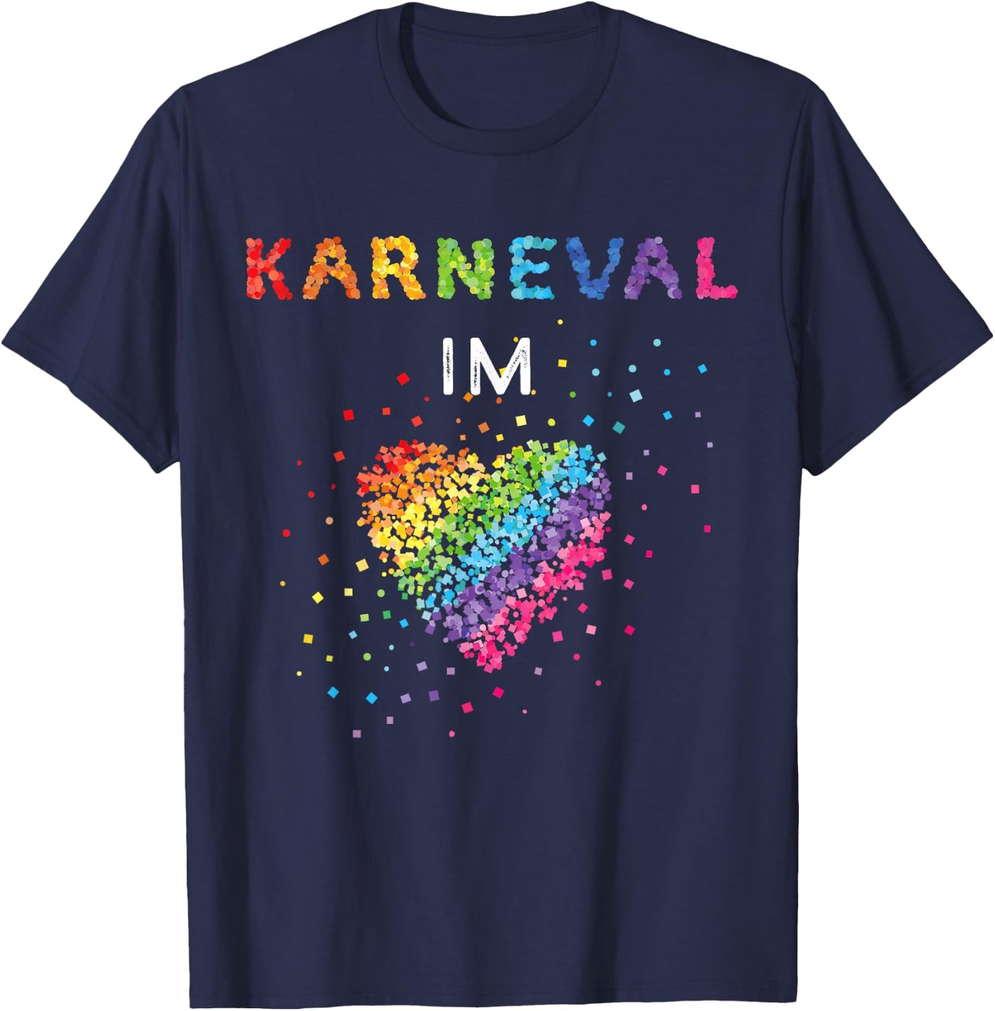Carnival in the Heart Fancy Dress Confetti Rainbow LGBTQ Pride , black T-Shirt - T-Shirt | Navy