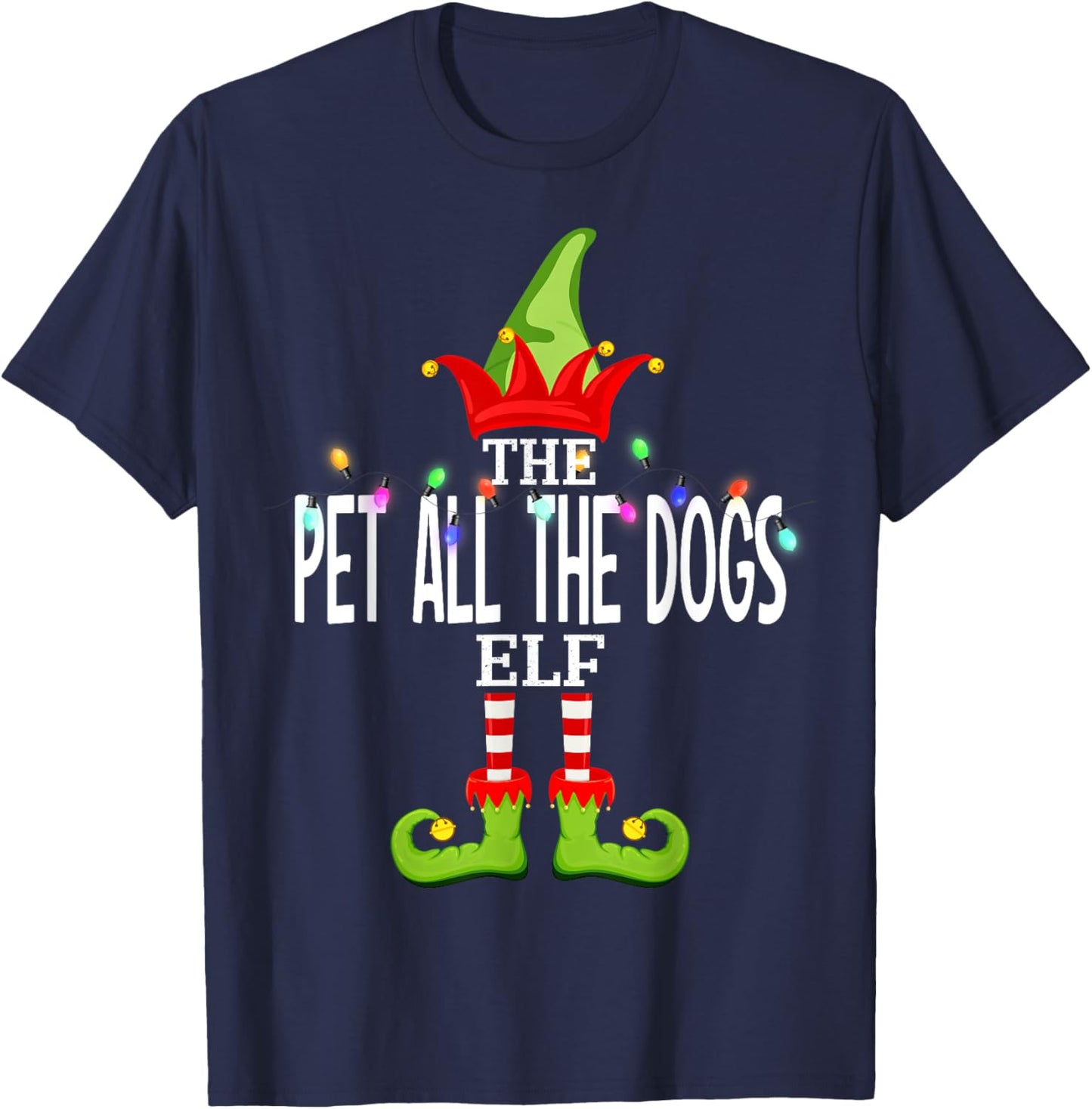 The Pet All The Dogs Elf Christmas Matching Pajamas T-Shirt - T-Shirt | Navy