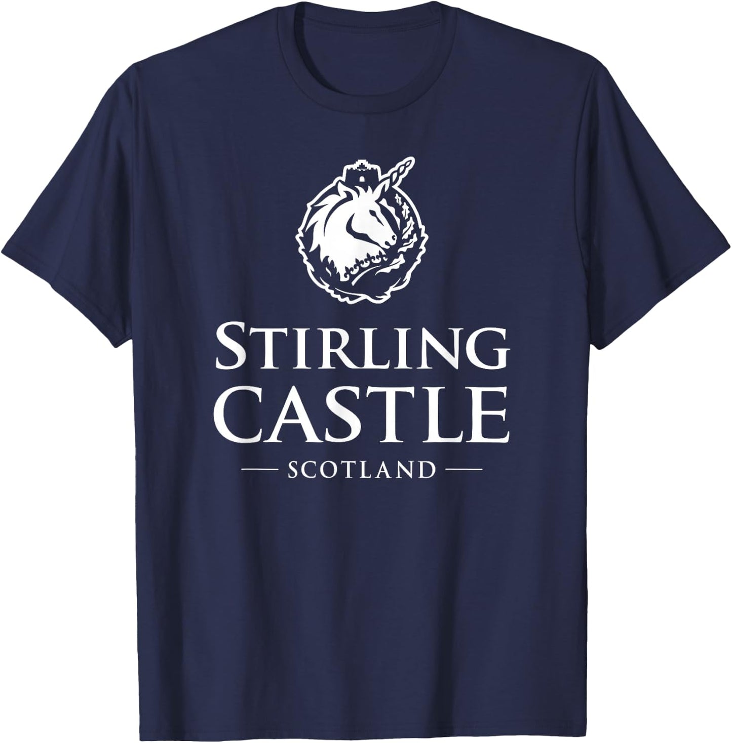 Stirling Castle Scotland White Print T-Shirt - T-Shirt | Navy