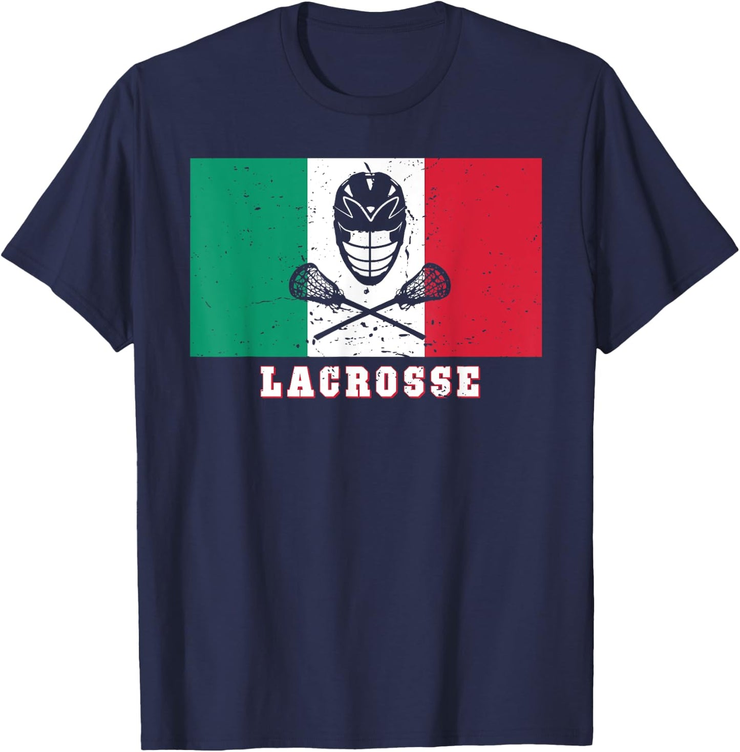Italy Flag for Lax Athlete Fan - Italian Lacrosse T-Shirt - T-Shirt | Navy