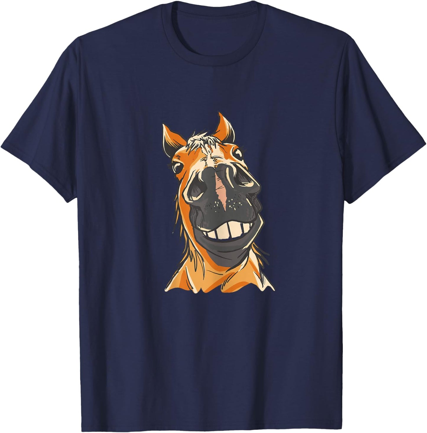Braunes Pferd Lustiges Motiv Pferde Mädchen Stall und Reiten T-Shirt - T-Shirt | Navy