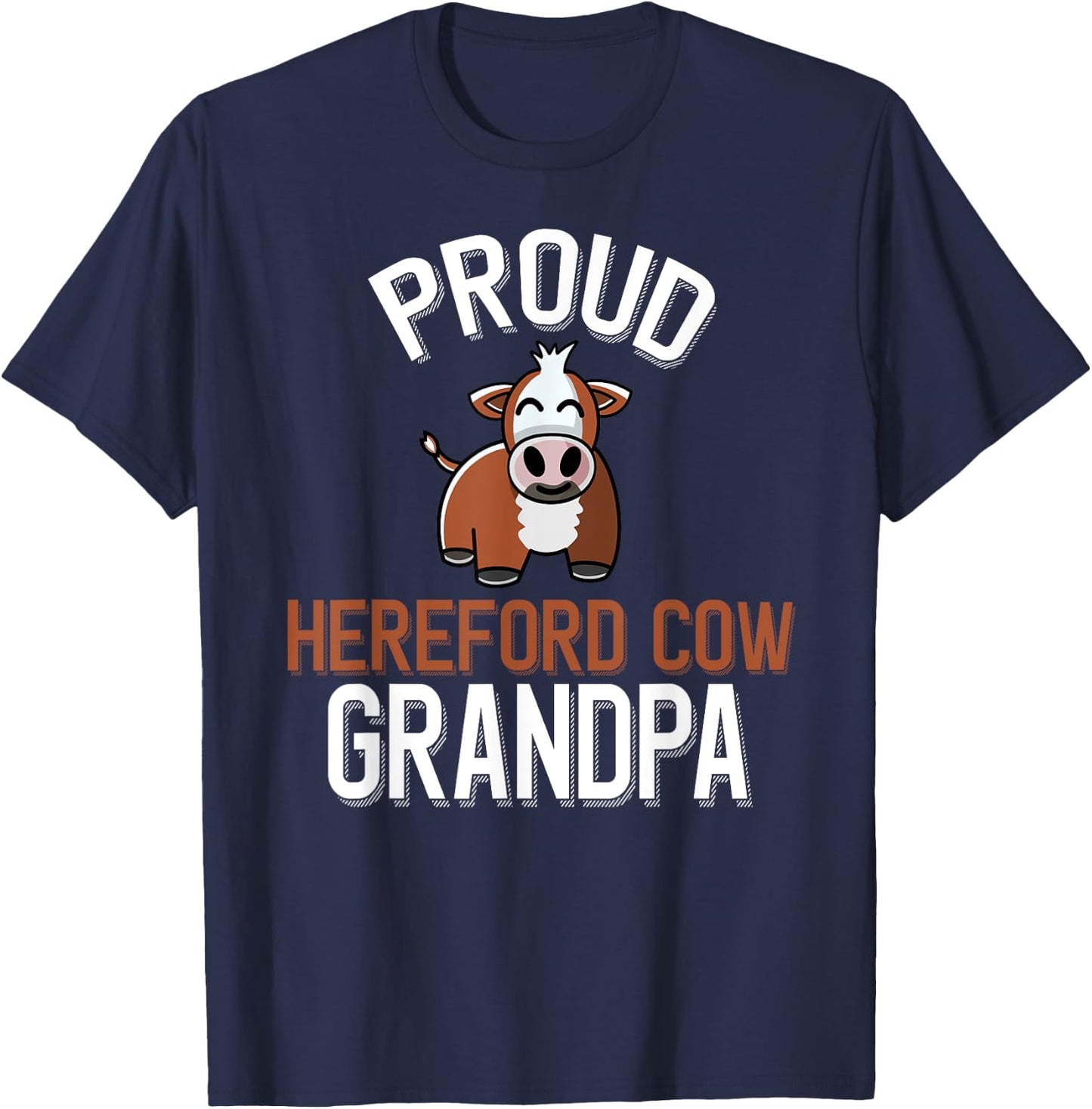 Proud Hereford Cow Grandpa T-Shirt - T-Shirt | Navy