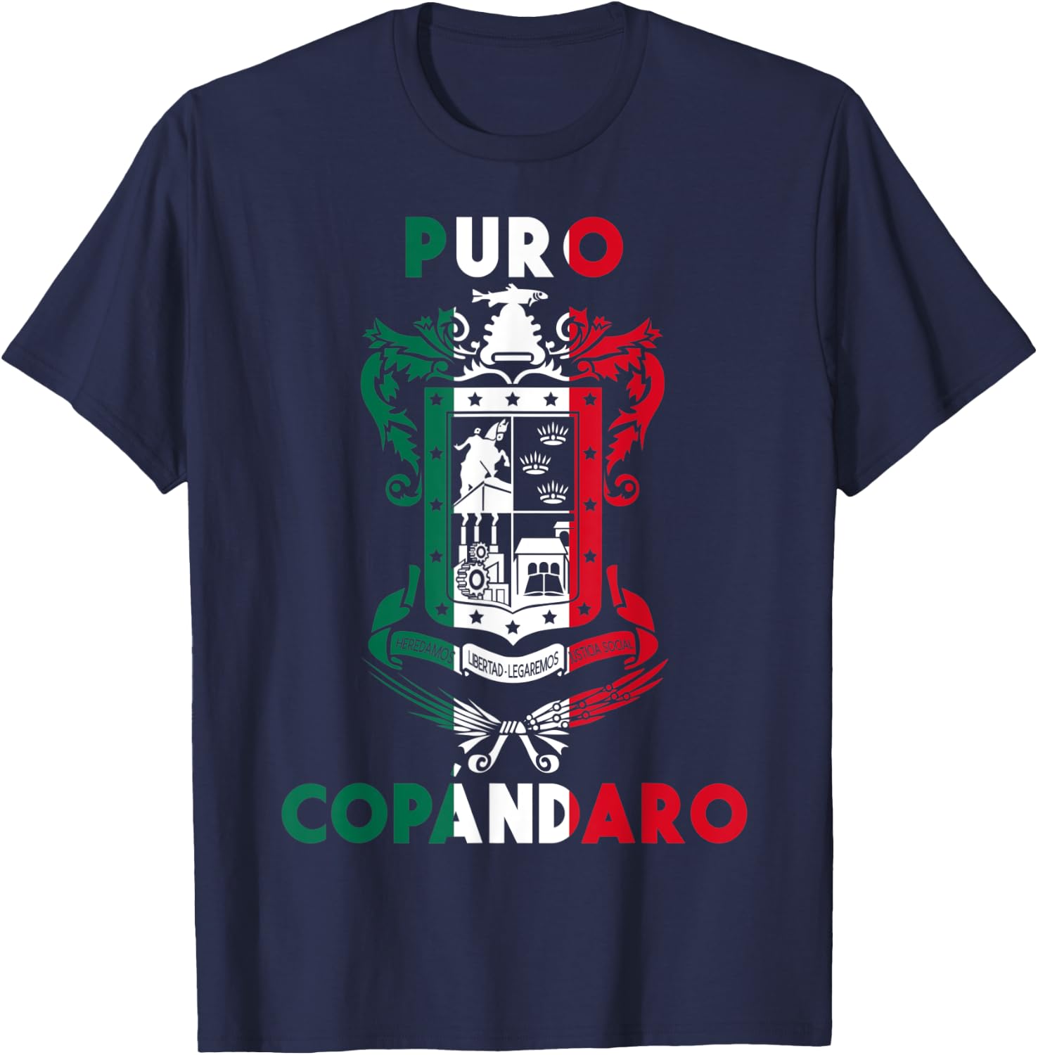 Copándaro Michoacan Mexico Escudo Y Lema Arte Emblem Merch T-Shirt - T-Shirt | Navy