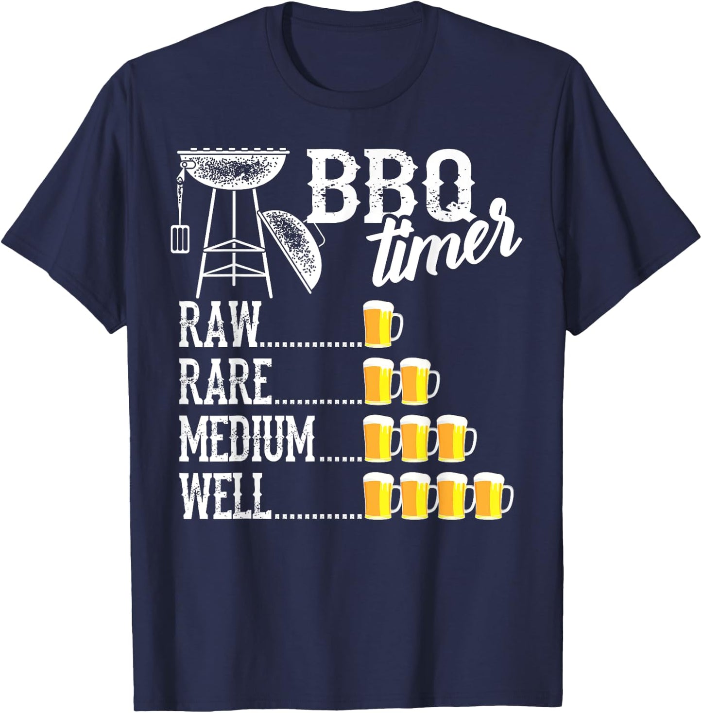 Funny BBQ Art Women Grilling Meat Smoking Barbecue T-Shirt - T-Shirt | Navy