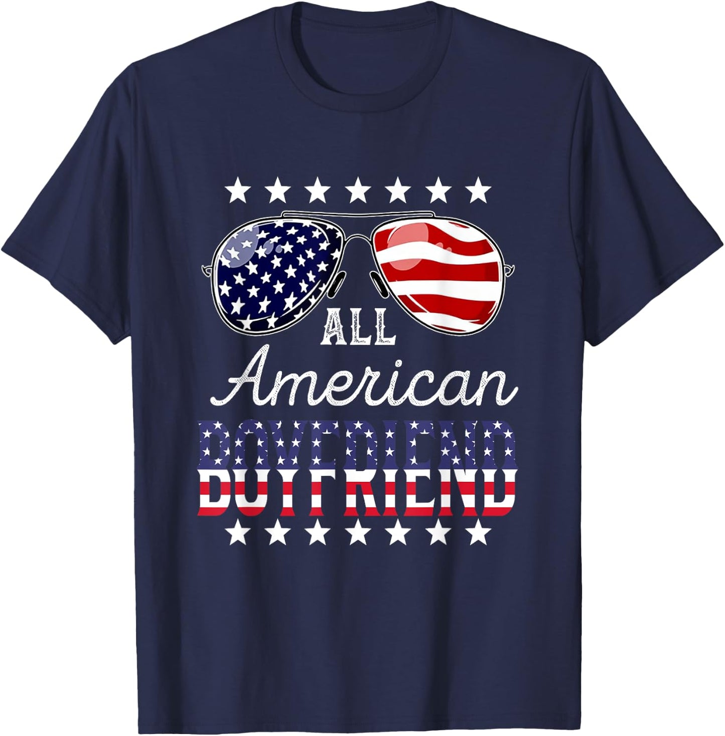 All American Boyfriend 4th of July Sunglasses Family T-Shirt - T-Shirt | Navy