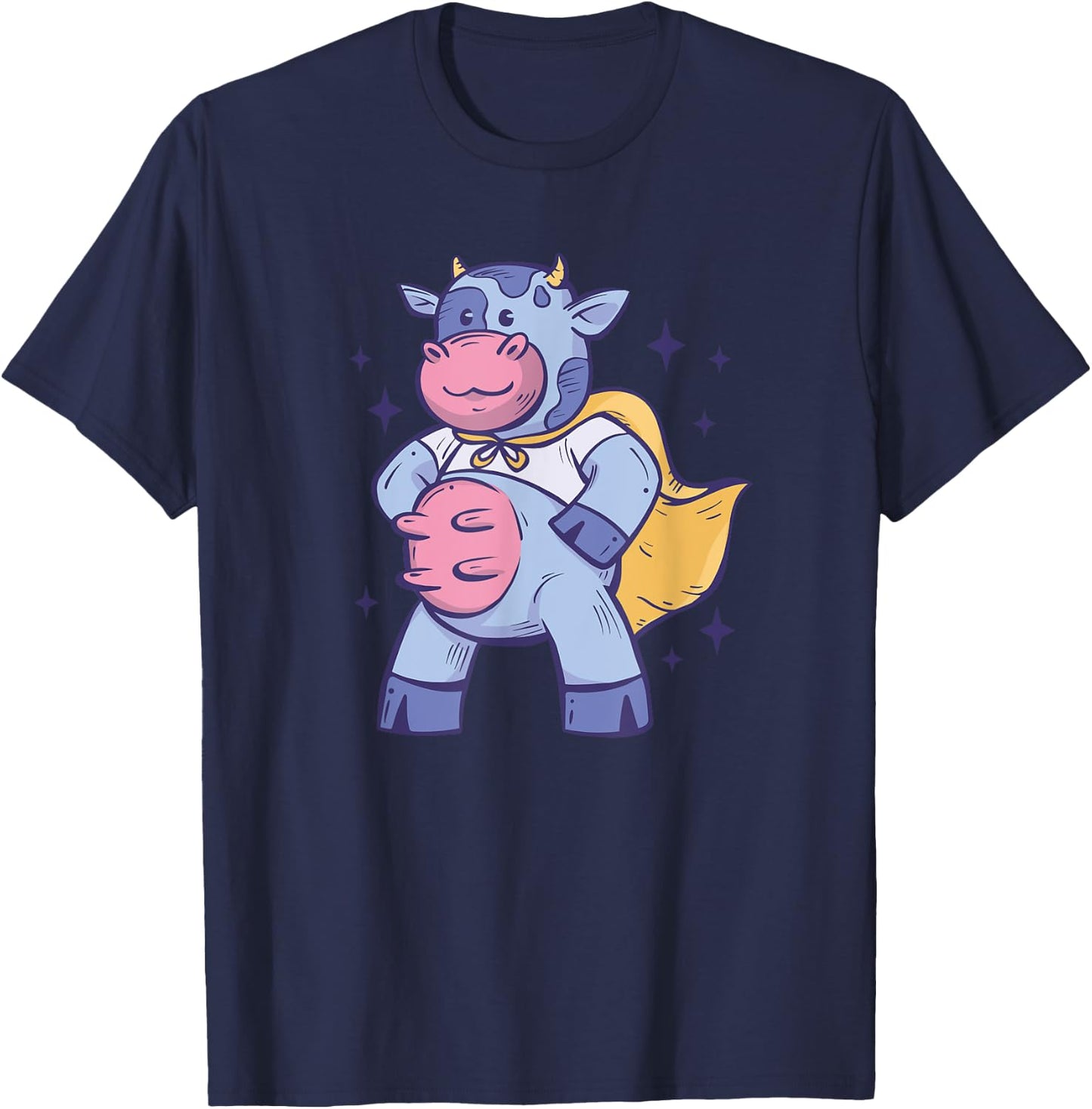 Cow In Superhero Costume Cattle, Cow Farmer T-Shirt - T-Shirt | Navy