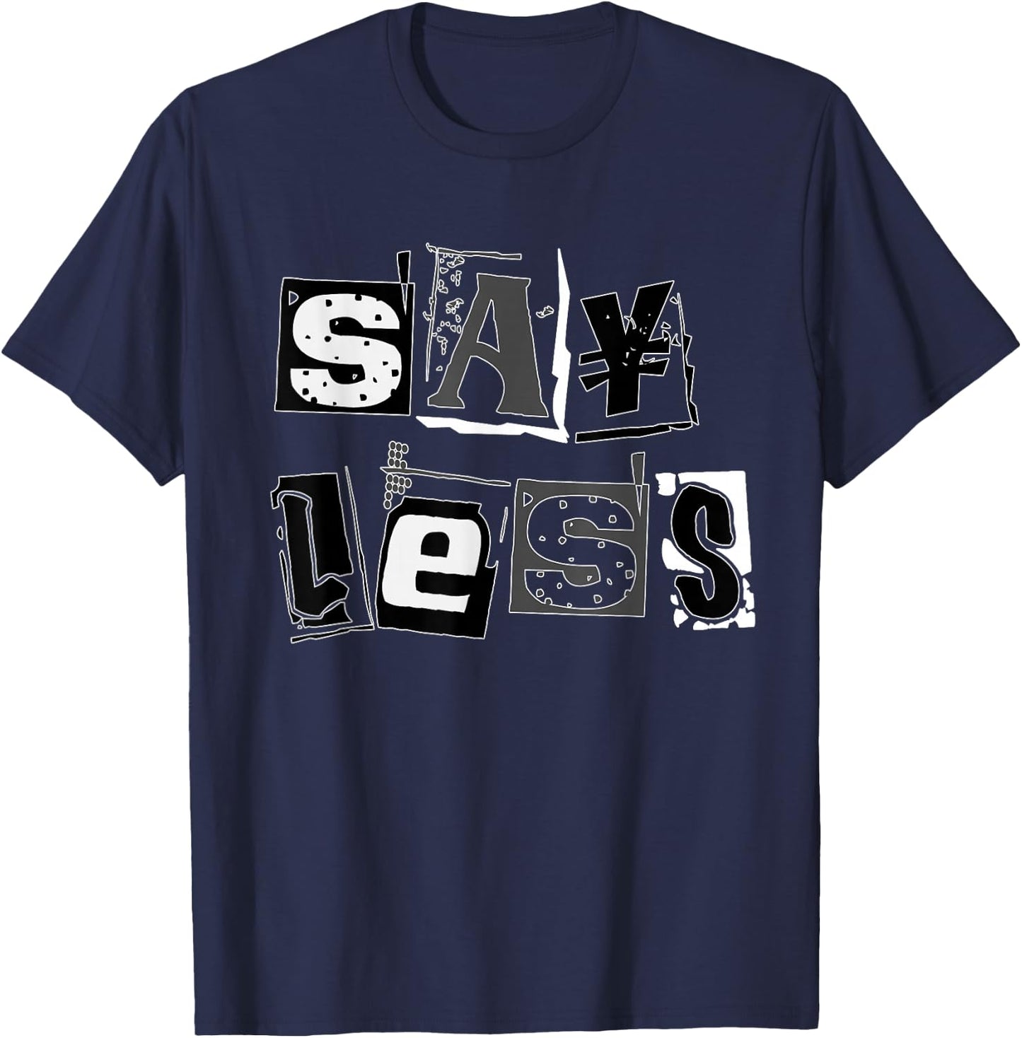 Black Say Less Black on Black Graphic T-Shirt - T-Shirt | Navy