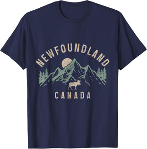 Newfoundland Canada Souvenir Vintage Mountains Elk T-Shirt - T-Shirt | Navy