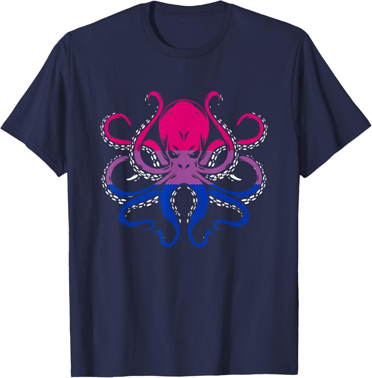 LGBT-Q Octopos Bisexual Pride LGBT-Q Ally Marine Animal T-Shirt - T-Shirt | Navy