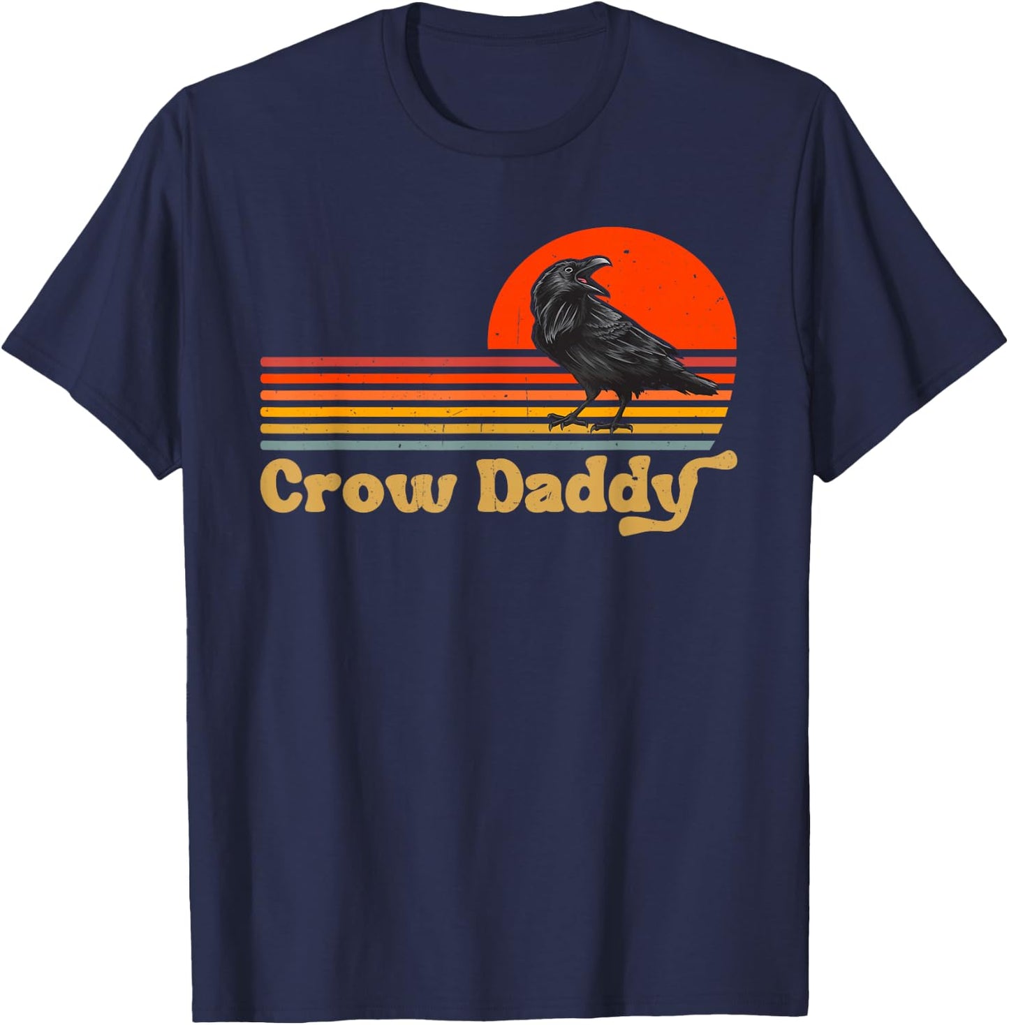 Crow Daddy Retro Vintage Raven Black Crow T-Shirt - T-Shirt | Navy