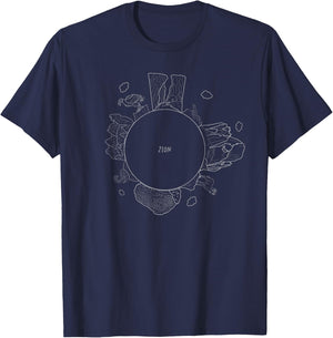 Family Heritage Gifts -Adult Zion National Park Tiny Planet - Black, Small, Short Sleeve T-Shirt - T-Shirt | Navy