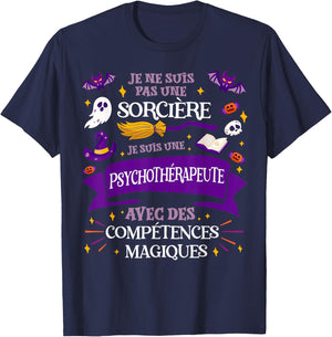 Not A Witch I'm A Psychotherapist Gift T-Shirt - T-Shirt | Navy