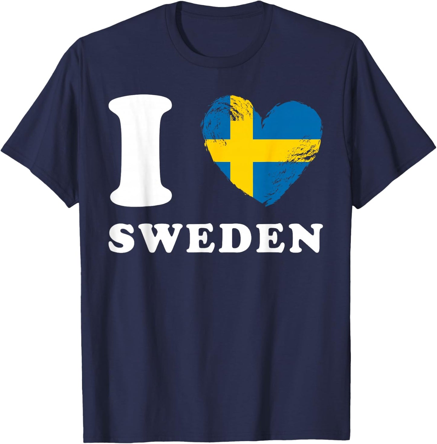I Love Sweden - Heart Flag Sweden T-Shirt - T-Shirt | Navy