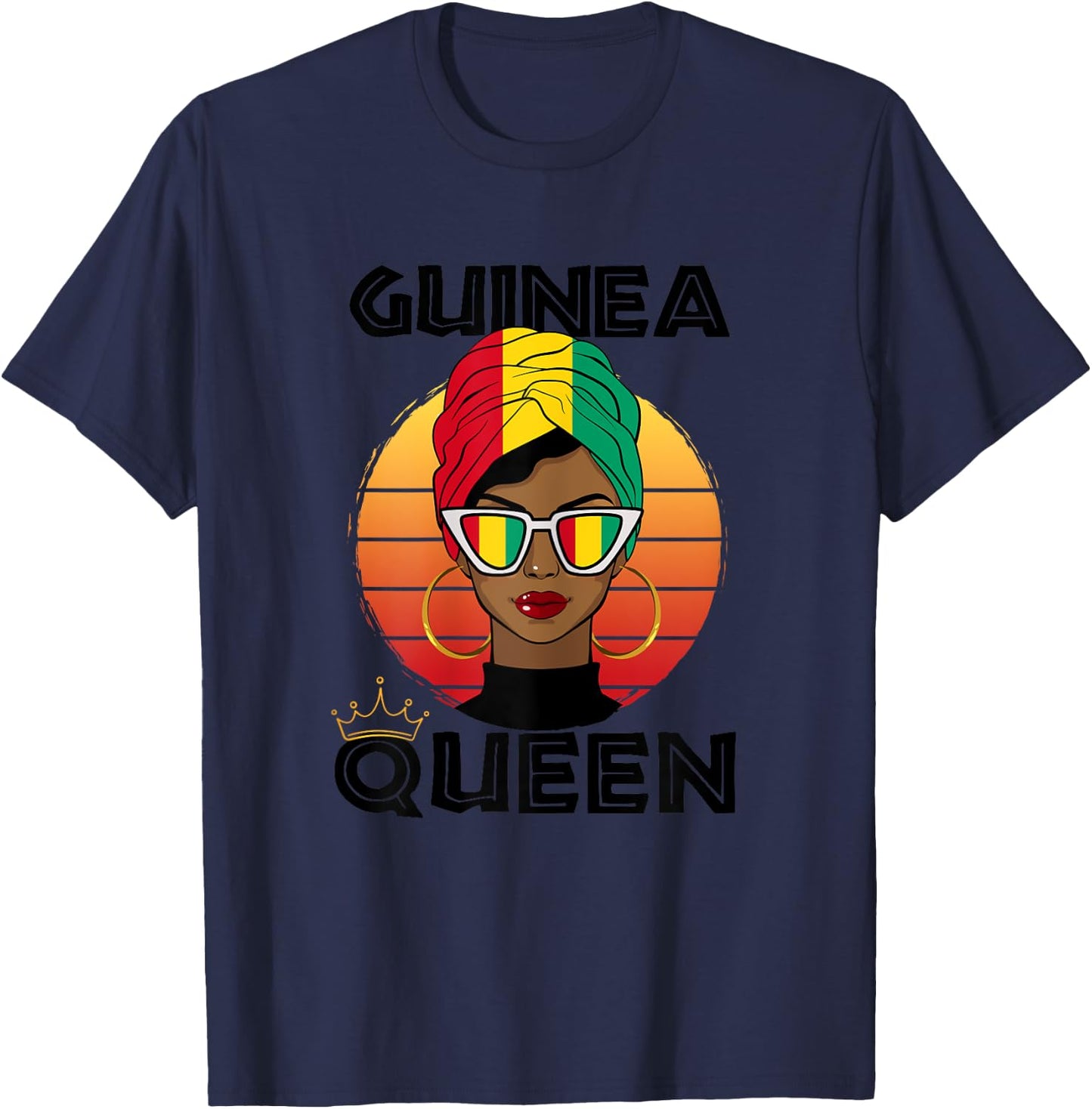 Guinean Queen African Queen Guinea Flag Guinean Women Girls T-Shirt - T-Shirt | Navy