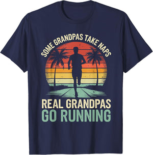 Funny Grandpa Runner Real Grandpas Go Running T-Shirt - T-Shirt | Navy