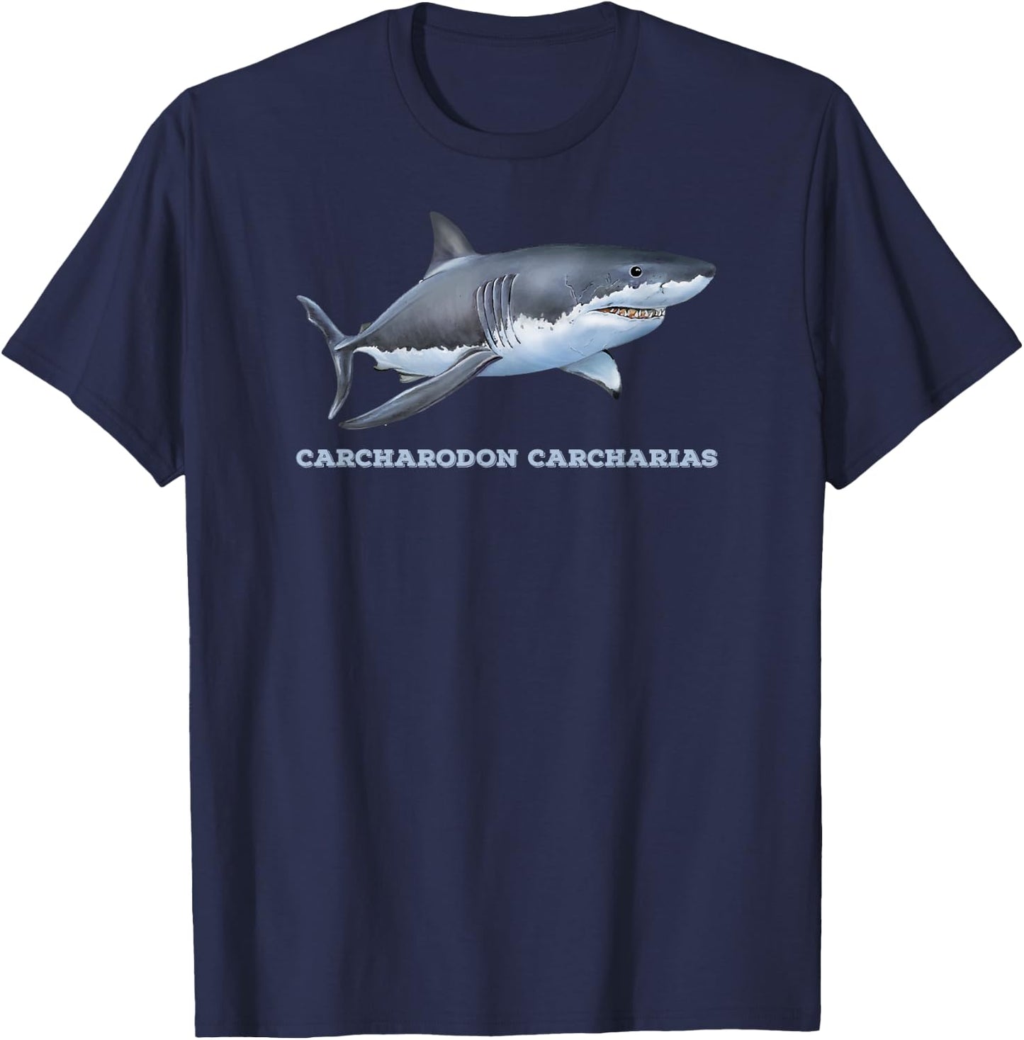 Great White Shark Shirt Men Women Adults Teens Boy Girl Gift T-Shirt - T-Shirt | Navy