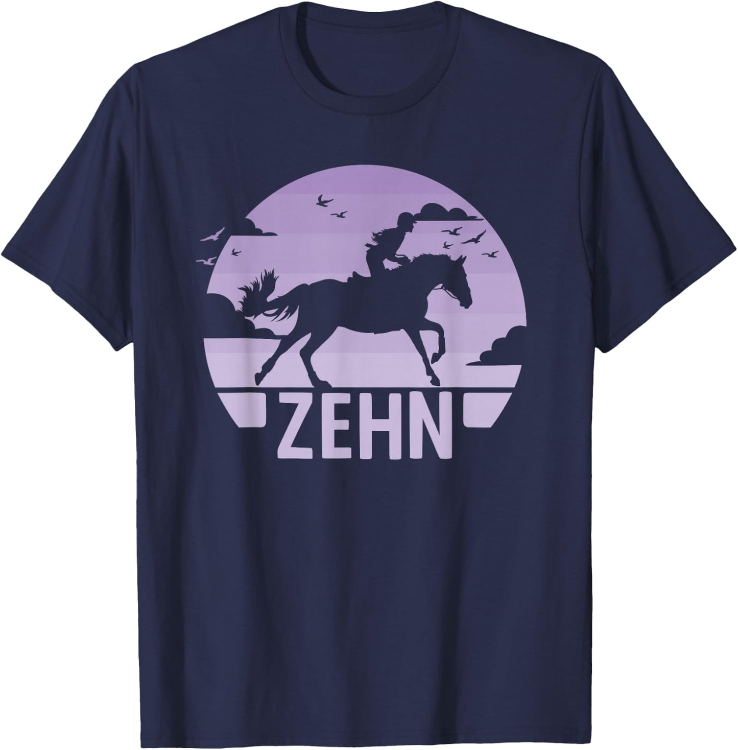 10. Geburtstag Reiterin 10 Jahre Mädchen Pferde Geburtstags T-Shirt - T-Shirt | Navy
