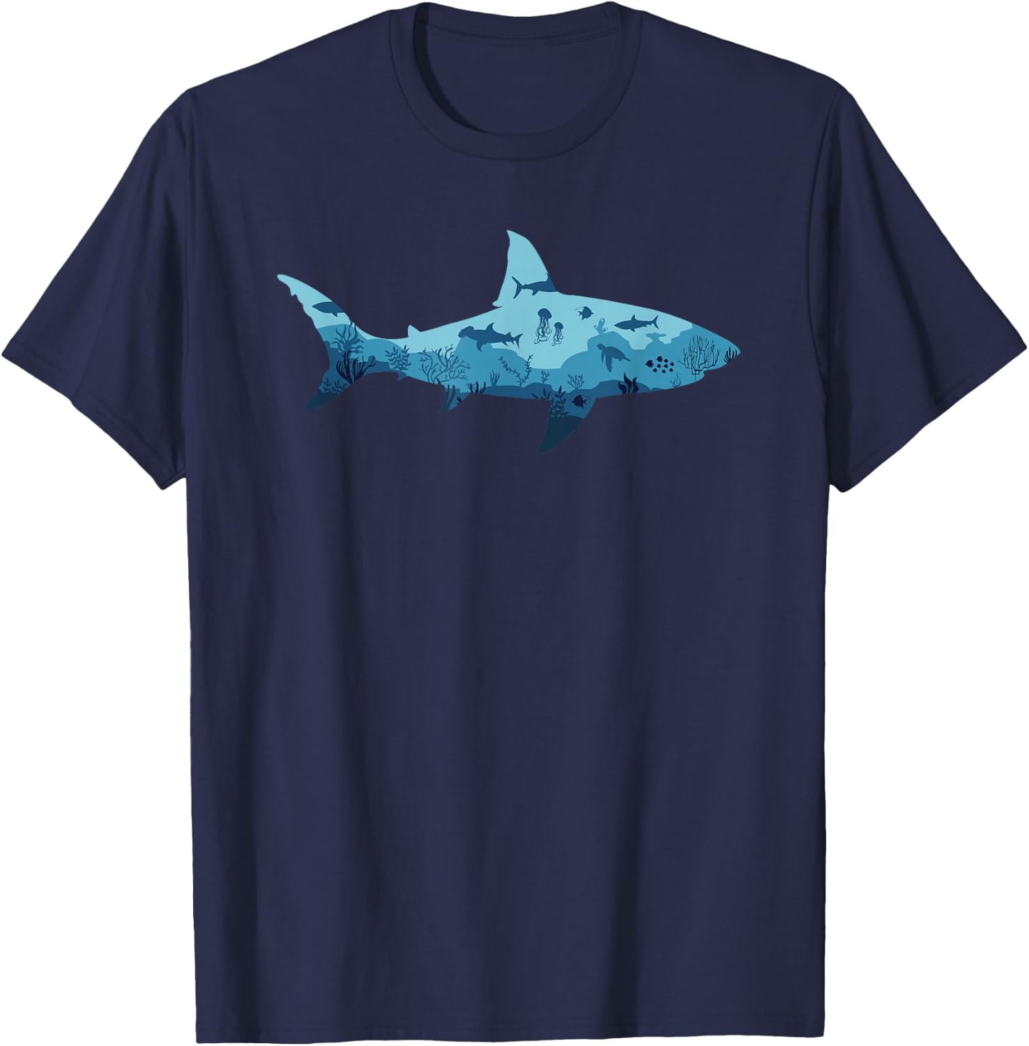 Shark Underwater Life Ocean Underwater World T-Shirt - T-Shirt | Navy