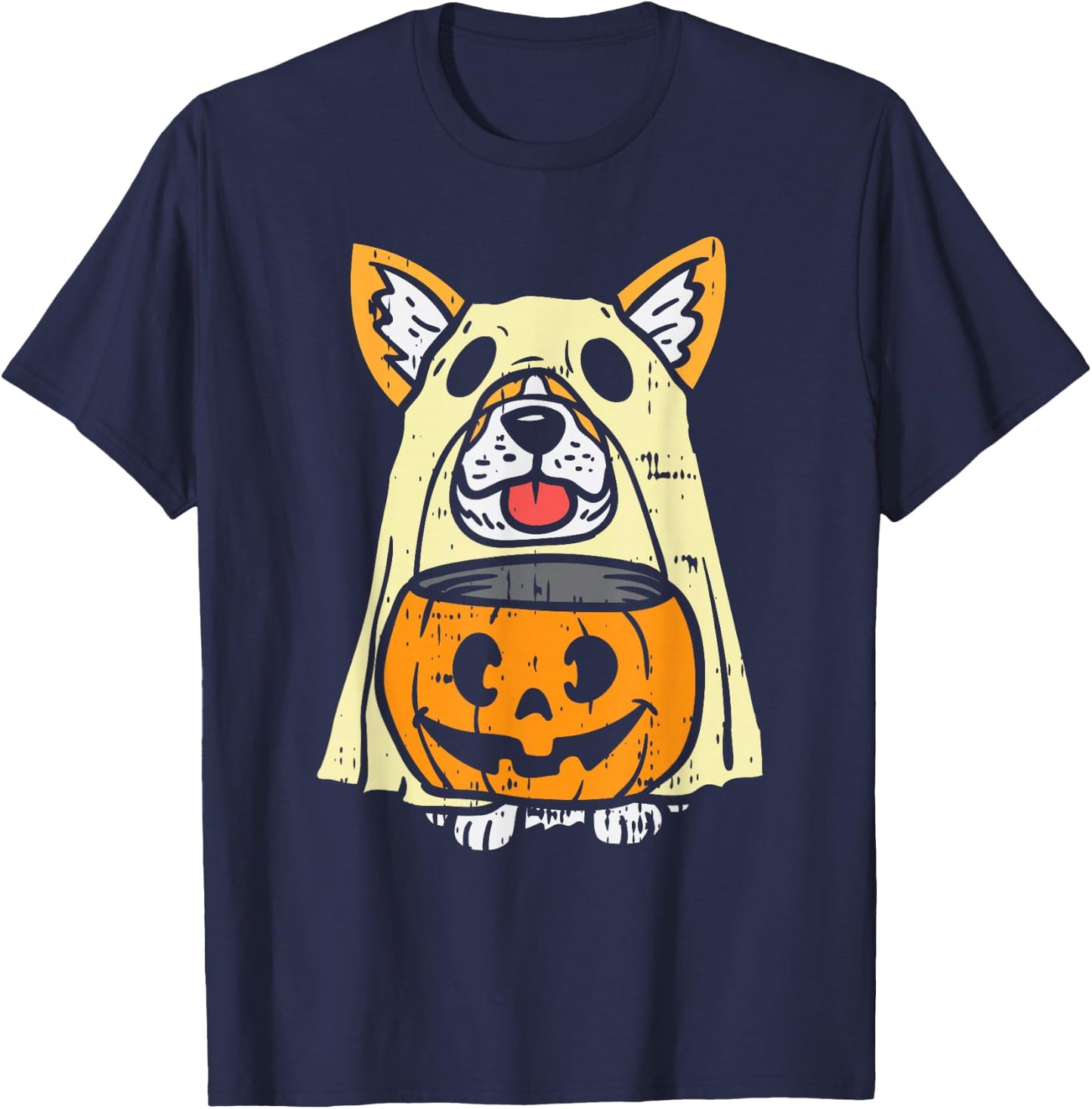 Welsh Corgi Ghost Funny Halloween Costume Dog Owner Lover T-Shirt - T-Shirt | Navy