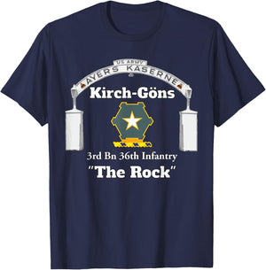 Ayers Kaserne - Kirch-Gons - 3rd Bn 36th Inf design on front T-Shirt - T-Shirt | Navy