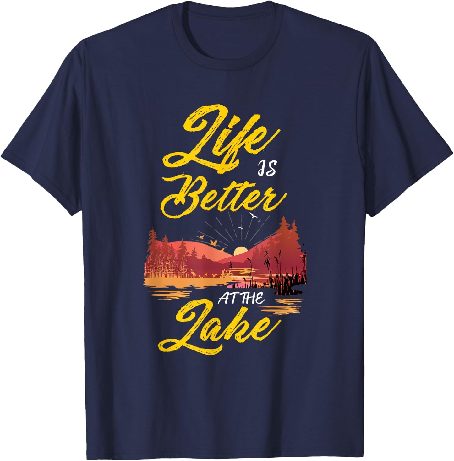 Cool Life Is Better at the Lake Women, Men and Youth Boating T-Shirt - T-Shirt | Navy