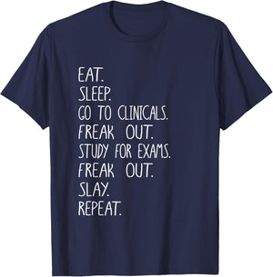 Eat Sleep Clinicals Design, Radiology Rad Tech School Grad T-Shirt - T-Shirt | Navy