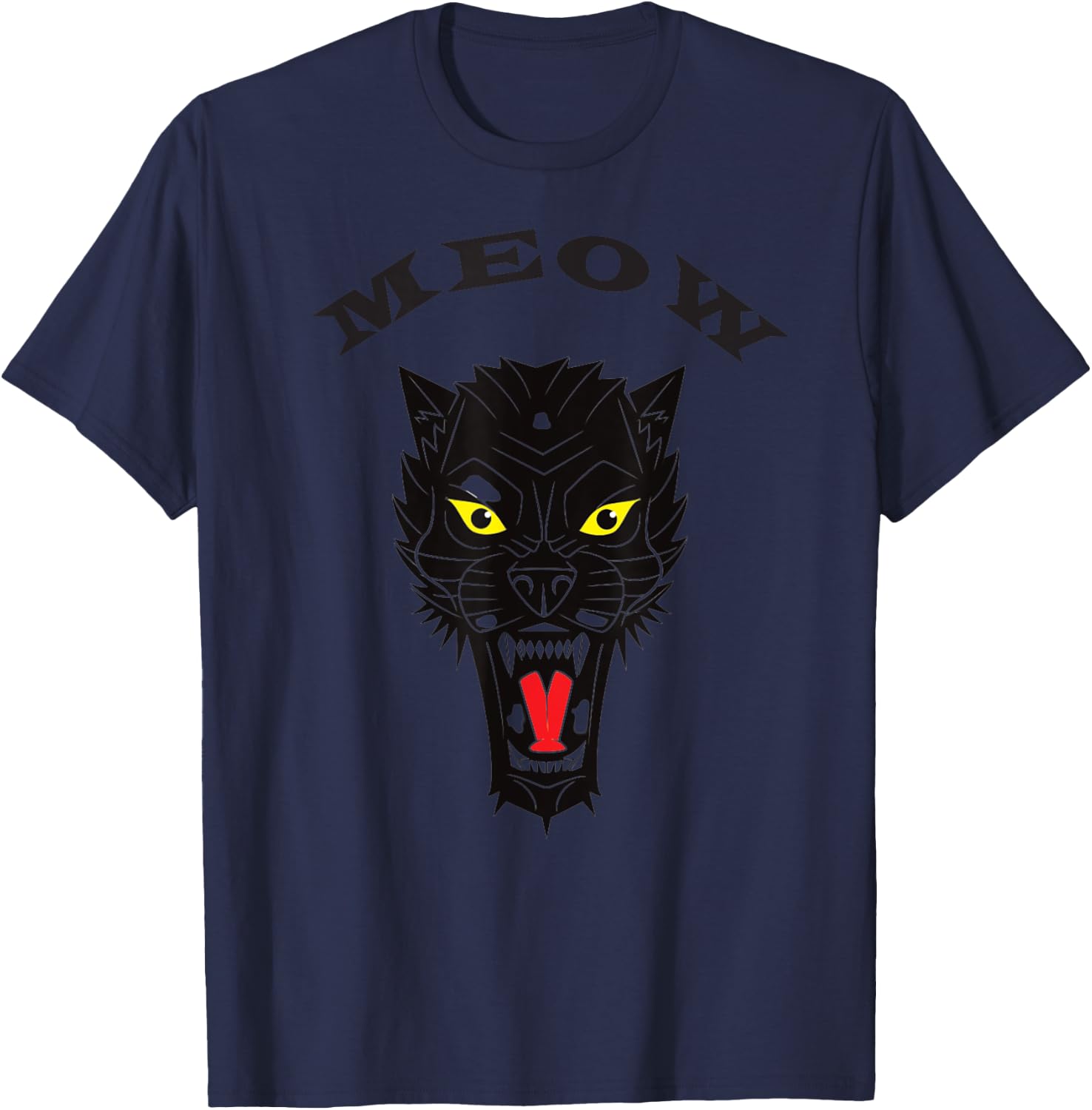 MEOW - Black Wolf with piercing eyes T-Shirt - T-Shirt | Navy