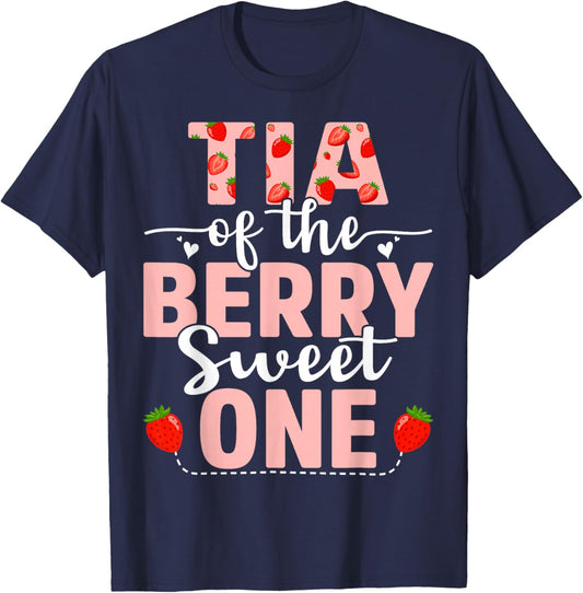 Tia Of The Berry Sweet One Birthday Strawberry Tia T-Shirt - T-Shirt | Navy