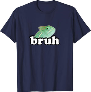 Cute Kids Boys Girls Bruh Reptile Veiled Chameleon Lover T-Shirt - T-Shirt | Navy