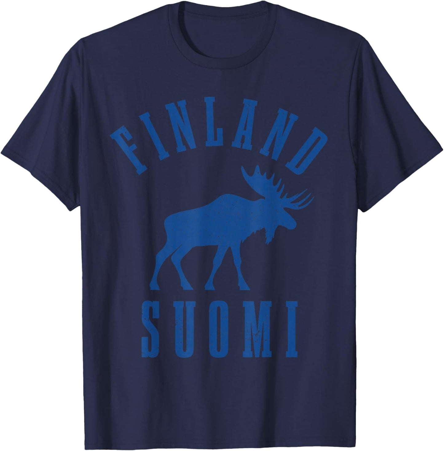 Finland Suomi Moose Finnish Finn Sisu Souvenir Vintage T-Shirt - T-Shirt | Navy