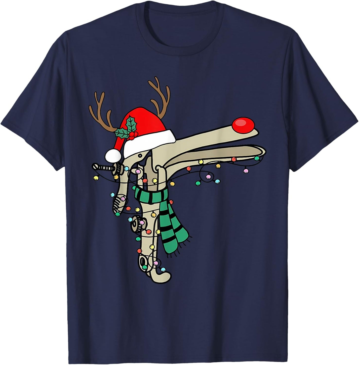 Christmas Speculum Reindeer Obgyn Nurse Santa Hat Nursing T-Shirt - T-Shirt | Navy
